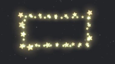 Parlayan yıldız noel ışıklarının karlar üzerine, siyaha düşüşünün animasyonu. Noel, kutlama, parti, gelenek ve mevsimlik etkinlik konsepti dijital olarak oluşturuldu.