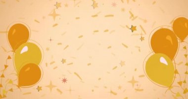 Ejderha, tapınak, sarı balon ve konfetiyle mutlu Çin Yeni Yıl metinleri animasyonu. Yeni yıl, kutlama, parti, gelenek ve mevsimsel olay konsepti dijital olarak oluşturulmuş video.