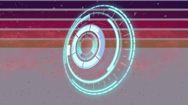 Beyaz zemin üzerinde kırmızı ve sarı çizgiler üzerinde güvenli kilit işleme animasyonu. ağ güvenliği, küresel iletişim ve dijital arayüz teknolojisi konsepti dijital olarak oluşturulmuş video.