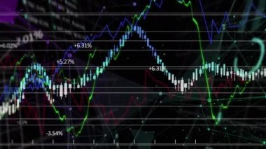 İstatistik işleme ve şebeke üzerindeki bağlantı ağının animasyonu. küresel bağlantılar ve veri işleme konsepti dijital olarak oluşturulmuş video.