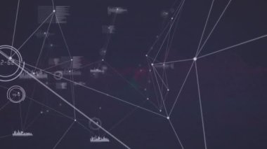 Mor arkaplandaki bağlantı ağlarının animasyonu. küresel bağlantılar ve veri işleme konsepti dijital olarak oluşturulmuş video.