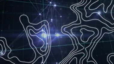 Beyaz harita çizgilerinin ışıldayan noktalarla olan bağlantı ağları üzerinden canlandırılması. küresel bağlantılar ve veri işleme konsepti dijital olarak oluşturulmuş video.