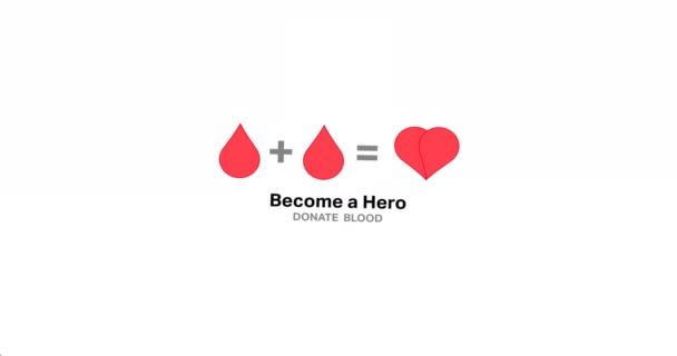 Animation Donate Blood Text Two Drops Making Heart Logo Nurse — Stock Video