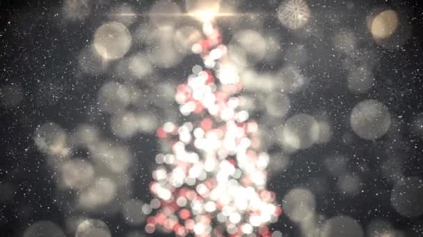 Animation Snow Falling Christmas Tree Spotlight Background Christmas Tradition Celebration — Stock Video