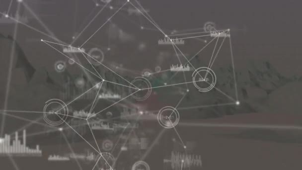 在旋转的高山上建立连网 全球网络和连接概念数字生成的视频 — 图库视频影像