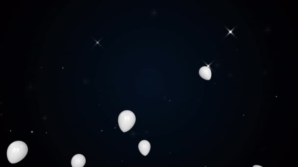 Multiple White Balloons Floating Happy Diwali Text Black Background Diwali — Stock Video