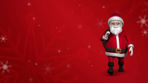 Animación Nieve Cayendo Sobre Santa Claus Caminando Navidad Navidad Invierno — Vídeos de Stock