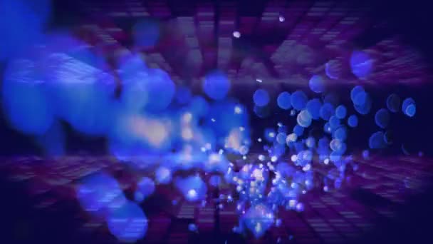 Animatie Van Knipperende Lichtmuren Blauwe Lichtvlekken Dansvloer Van Zaal Viering — Stockvideo