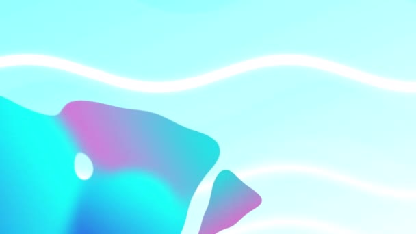 Animazione Macchie Rosa Blu Linee Ondulate Bianche Sfondo Blu Colore — Video Stock