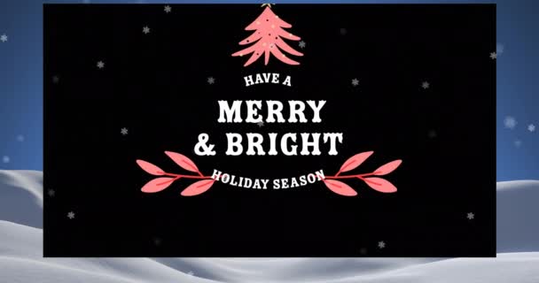 Animacja Wesołego Jasnego Tekstu Nad Choinką Boże Narodzenie Zima Tradycja — Wideo stockowe