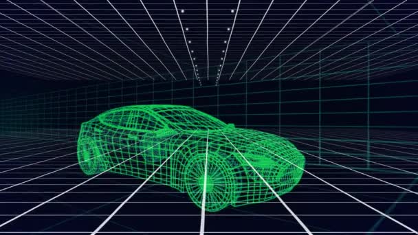 이상의 네트워크 애니메이션 자동차 그리드의 글로벌 엔지니어링 데이터 디지털 인터페이스 — 비디오
