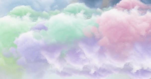 Анімація Різнокольорових Хмар Рухаються Небі Концепція Місяця Міжнародної Творчості Цифрове — стокове відео
