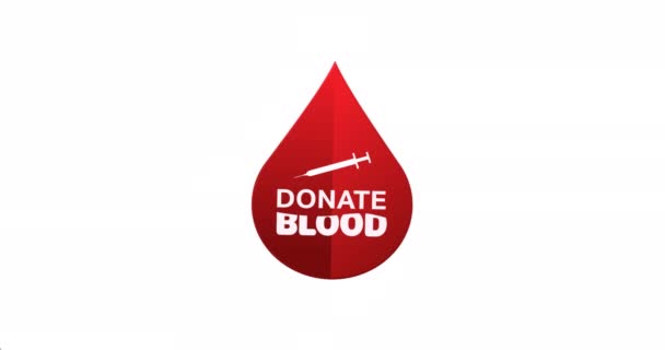 用注射器和滴滴标识动画献血文字 女性护士和捐献者 献血月提高认识运动概念数码生成视频 — 图库视频影像