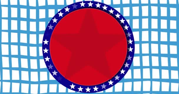 Animación Círculos Estrellas Rojos Blancos Azules Elementos Bandera Americana Sobre — Vídeos de Stock