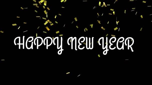 Animacja Szczęśliwego Nowego Roku Pozdrowienia Nad Konfetti Spada Tle Sylwester — Wideo stockowe