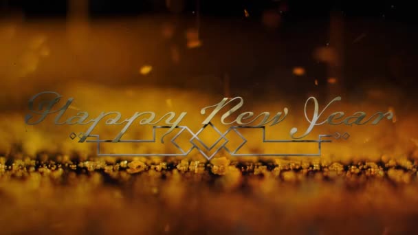 背景に落ちる装飾やスポットの上に幸せな新年の挨拶のアニメーション 大晦日パーティー クリスマス 伝統とお祝いのコンセプトデジタルで生成されたビデオ — ストック動画