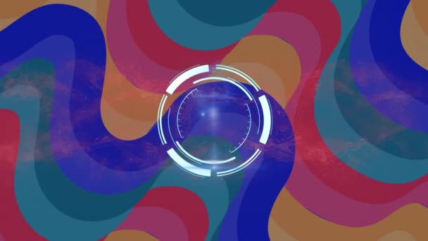 Анимация Безопасного Замка Вращающегося Многоцветным Изогнутым Полосам Концепция Технологии Связи — стоковое видео