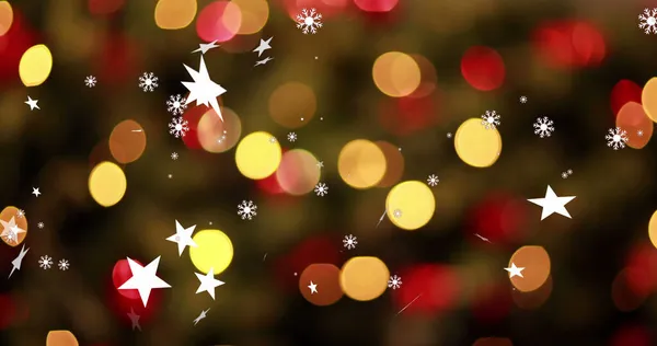 Imagen Estrellas Puntos Navideños Cayendo Sobre Fondo Borroso Navidad Tradición —  Fotos de Stock