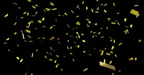 Цифрове Зображення Золотої Конфетті Падає Чорний Фон — стокове фото