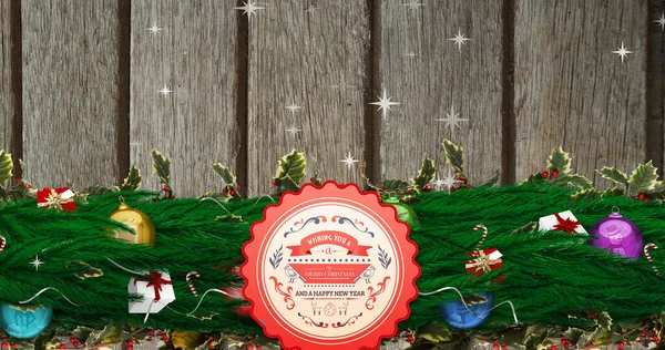 크리스마스 선물로 전나무와 내리는 이미지 크리스마스 축하의 디지털로 만들어 이미지 — 스톡 사진