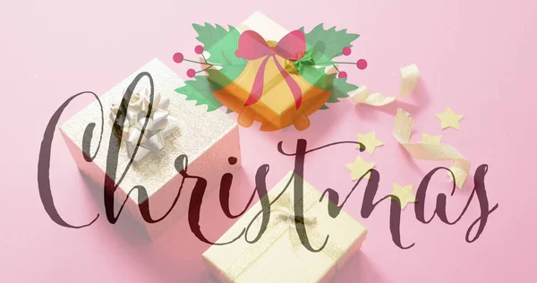 Bild Des Weihnachtstextes Über Weihnachtsgeschenke Weihnachten Tradition Und Festkonzept Digital — Stockfoto
