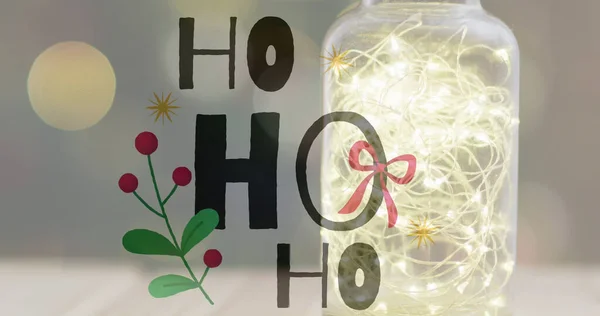 Bild Von Text Über Weihnachtsbeleuchtung Weihnachten Tradition Und Festkonzept Digital — Stockfoto