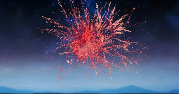 Digitales Bild Von Rotem Feuerwerk Das Dunklen Himmel Mit Wolken — Stockfoto