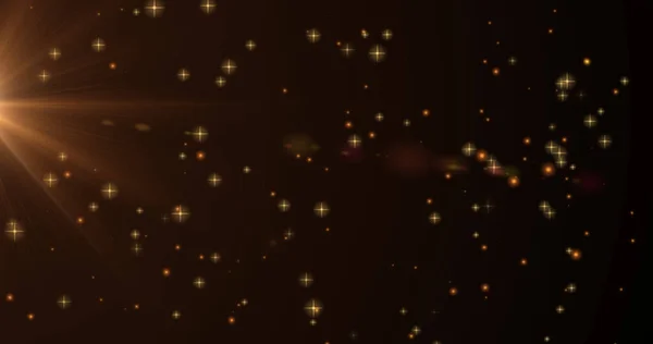 Kahverengi Arkaplana Düşen Altın Yıldızların Görüntüsü Kutlama Şenlik Kavramı Dijital — Stok fotoğraf