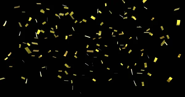 Imagem Digital Confete Ouro Caindo Contra Fundo Preto — Fotografia de Stock