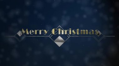 Dekorasyon ve arka planda yağan kar üzerine yılbaşı kutlamalarının animasyonu. Noel, gelenek ve kutlama konsepti dijital olarak oluşturuldu.