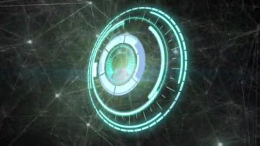 Yeşil arkaplanda parlayan noktalar ve bağlantılar ağı üzerinden yapılan taramaların animasyonu. küresel bağlantılar ve veri işleme konsepti dijital olarak oluşturulmuş video.