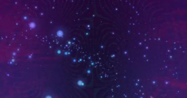 Siyah arka planda parlayan mavi noktaların üzerinde hareket eden pembe ışıkların animasyonu. hareket, enerji ve biçim, soyut arayüz arkaplan kavramı dijital olarak oluşturulmuş video.