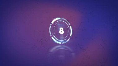 Koyu mor arka planda geri sayımlı güvenli kilit animasyonu. küresel iletişim ağı güvenliği ve dijital arayüz teknolojisi konsepti dijital olarak oluşturulmuş video.