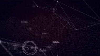 Bağlantı ağlarının animasyonu ve kara arkaplanda veri işleme. küresel bağlantılar ve veri işleme konsepti dijital olarak oluşturulmuş video.