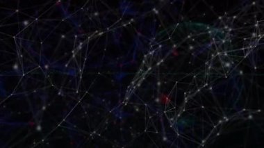 Işıldayan noktalarla bağlantıları olan dünyanın animasyonu. küresel bağlantılar, ağlar ve veri işleme konsepti dijital olarak oluşturulmuş video.