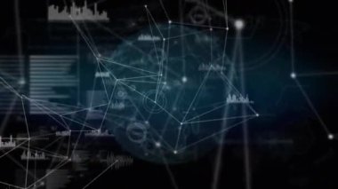İstatistiklerle bağlantılı dünya ağının animasyonu. küresel bağlantılar, ağlar ve veri işleme konsepti dijital olarak oluşturulmuş video.