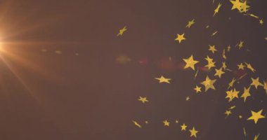 Siyah zemin üzerindeki ışık ve yıldızların animasyonu. parti ve kutlama konsepti dijital olarak oluşturulmuş video.