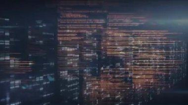 Bilgisayar sunucuları üzerinden veri işleme animasyonu. küresel teknoloji, bağlantılar ve veri işleme kavramı dijital olarak oluşturulmuş video.