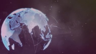 Dağların ötesindeki bağlantılarla birlikte dünyanın animasyonu. küresel bağlantılar, ağlar ve veri işleme konsepti dijital olarak oluşturulmuş video.