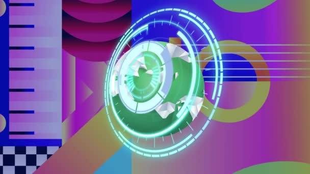 Animasjon Sikker Låsebehandling Fargerike Abstrakte Musikkinstrumenter Teknologi Kommunikasjonsnettsikkerhet Digitalt Musikkgrensesnitt – stockvideo