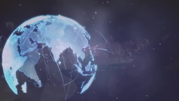 Animación Globo Con Red Conexiones Sobre Montañas Conexiones Globales Redes — Vídeo de stock