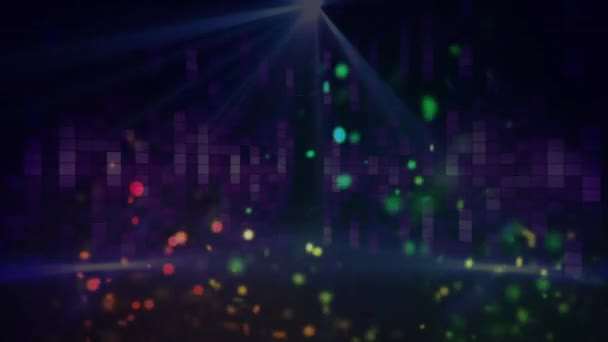 Animatie Van Kleurrijke Lichtvlekken Dansende Menigte Viering Feest Muziek Evenement — Stockvideo