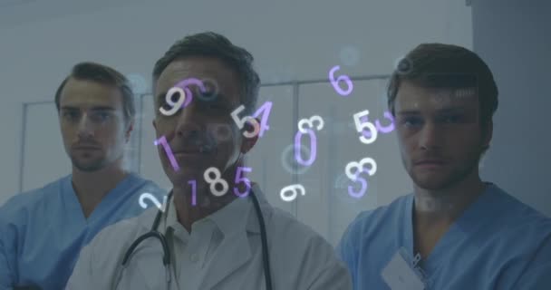 Animation Numbers Changing Scopes Screens Male Doctors Stethoscope Medicine Digital — 图库视频影像