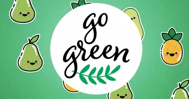 삽화를 그림을 나사과 본문을 얼굴을 녹색으로 십시오 음식의 디지털 비디오 — 비디오