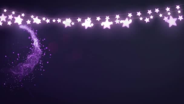 Shooting Star Fairy Lights Decoration Happy Diwali Text Purple Background — Vídeo de Stock