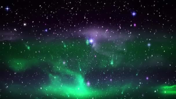 Animación Nieve Cayendo Sobre Aurora Boreal Invierno Fondo Navidad Tradición — Vídeo de stock