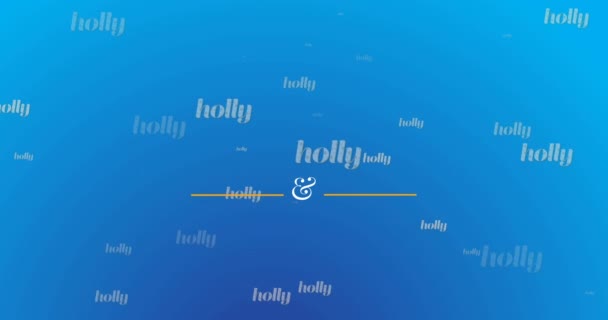 Animation Holly Christmas New Year Greetings Text Blue Background Christmas — Stock Video