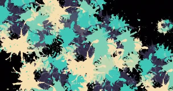 Анимация Разноцветных Всплесков Краски Черном Фоне Международная Концепция Месяца Творчества — стоковое видео