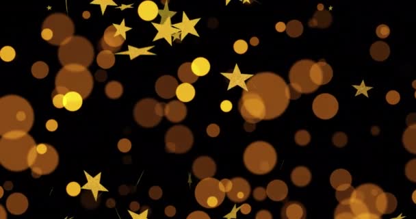Animation Von Hellen Flecken Und Sternen Auf Schwarzem Hintergrund Party — Stockvideo