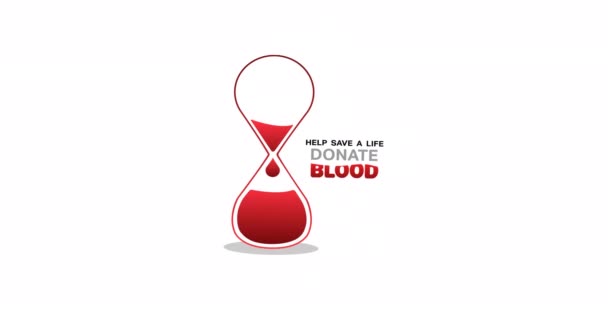 Animación Salvar Una Vida Donar Texto Sangre Con Logotipo Reloj — Vídeo de stock